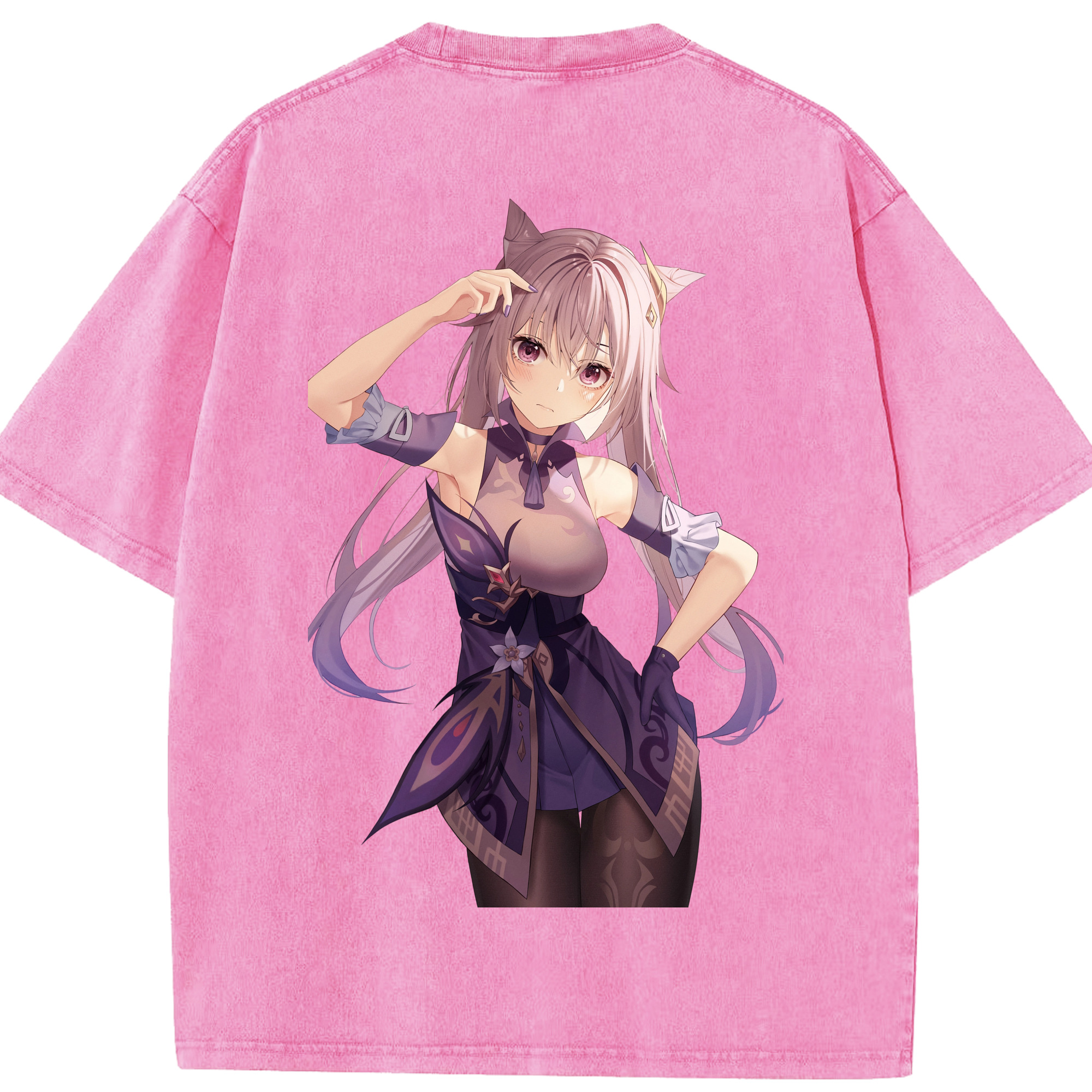 げんし神 刻晴 こくせい genshin Kokusei 綿100% ヴィンテージ風 半袖Tシャツ（背面プリント）